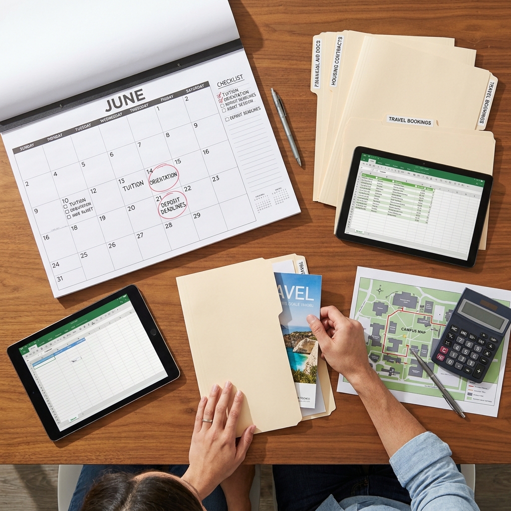 How to plan for college tuition bills and summer orientation costs (financial organization, not advice)